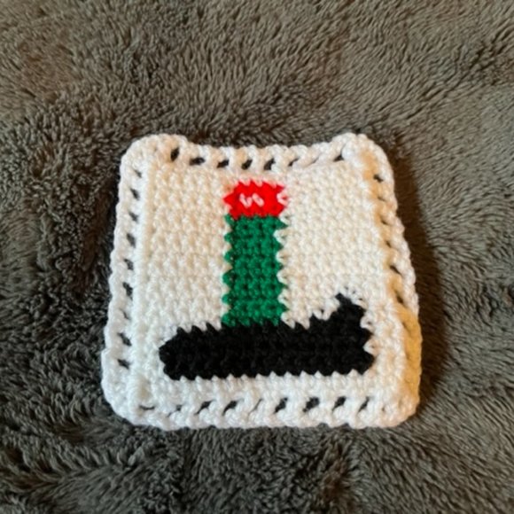 Christmas Coasters Handmade Crocheted Items Set of Two Candle & Snowman - Picture 5 of 7